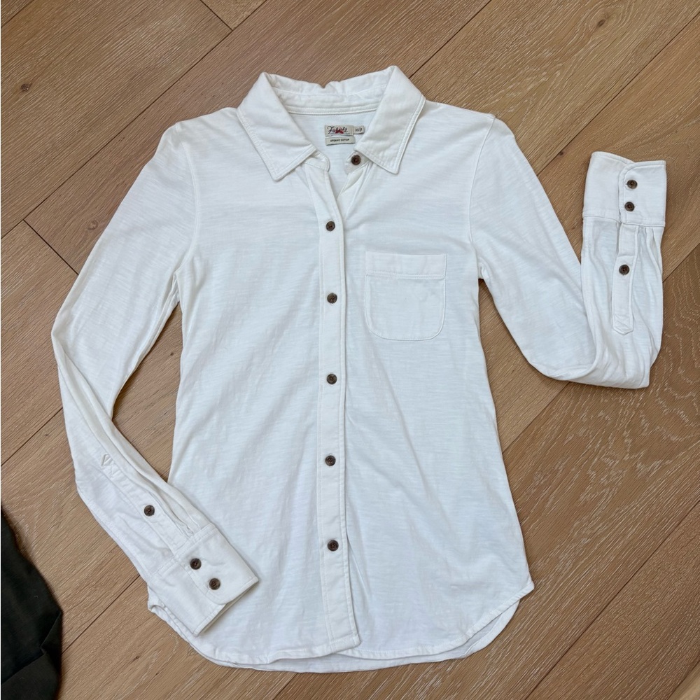 Faherty Cream Button-Down Shirt